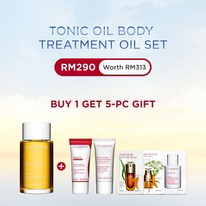 Tonic Treatment Oil packshot with ingredient