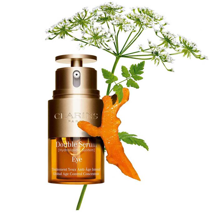 Double Serum Eye packshot with ingredients
