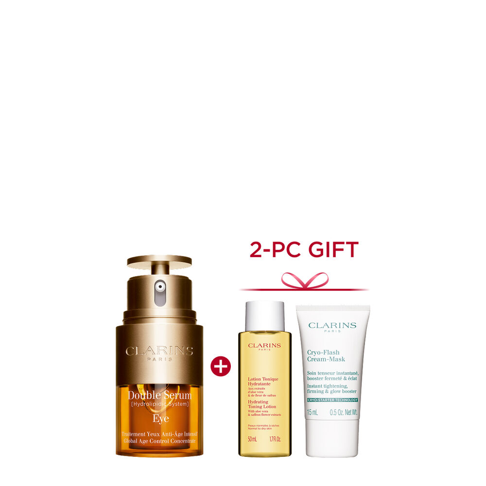 Double Serum Eye packshot with ingredients