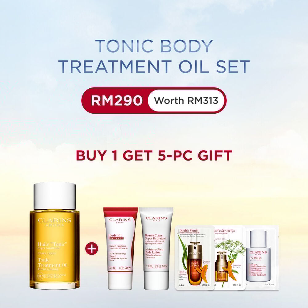 Tonic Treatment Oil packshot with ingredient