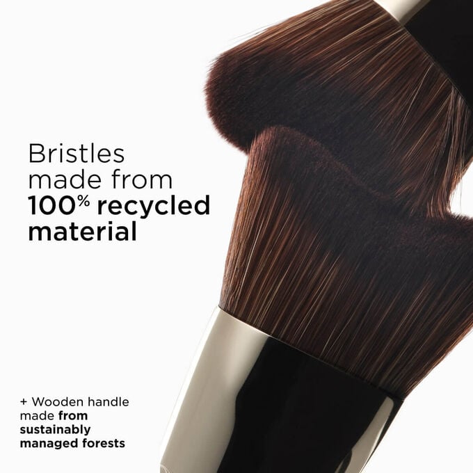 Focus on Gua Sha-Inspired brushes to highlight its recycled materials on bristles and wooden from sustainably managed forests.
