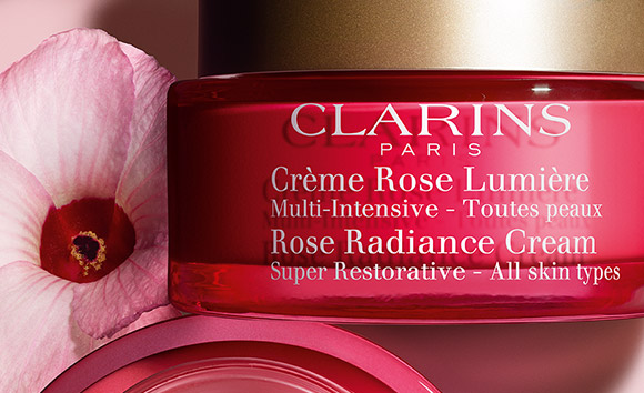 Rose Radiance Cream jar with Hibiscus Flower